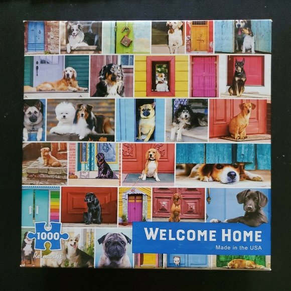 Welcome Home - Dogs and Doors, Jigsaw Puzzle 1000 Piece Re-marks 19.25" x 26.75" - Picture 1 of 6